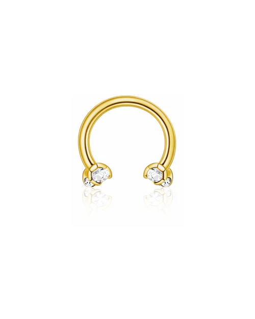 Double Gem Sparkle Horseshoe Barbell – Pure Silver - Image 3
