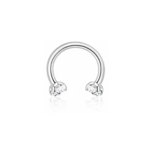 Double Gem Sparkle Horseshoe Barbell – Pure Silver