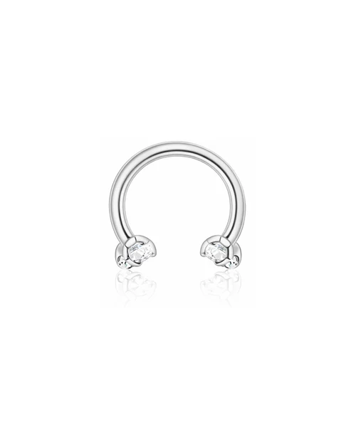 Double Gem Sparkle Horseshoe Barbell – Pure Silver